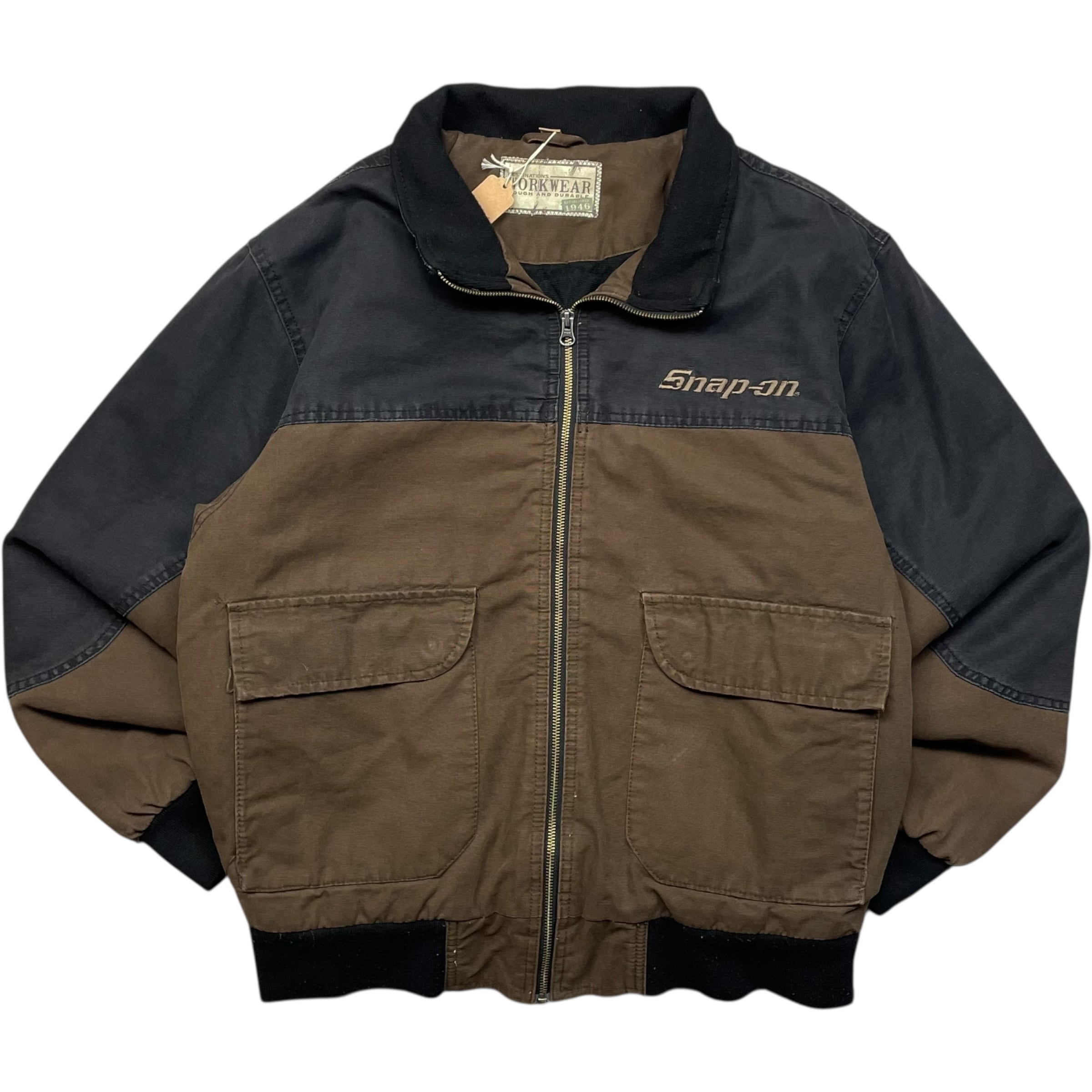 《L》 WORKWEAR ダックジャケット ワークジャケット Snap-on スナップオン 刺繍ロゴ ブラウン no.9508