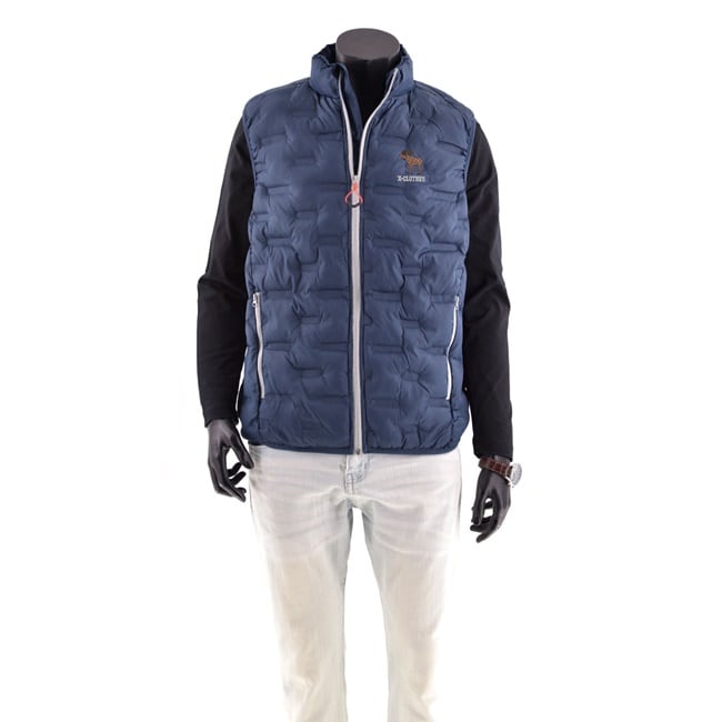 おもしろ オリジナル 刺繍 ワンポイント 中綿 ベスト フェイクダウン