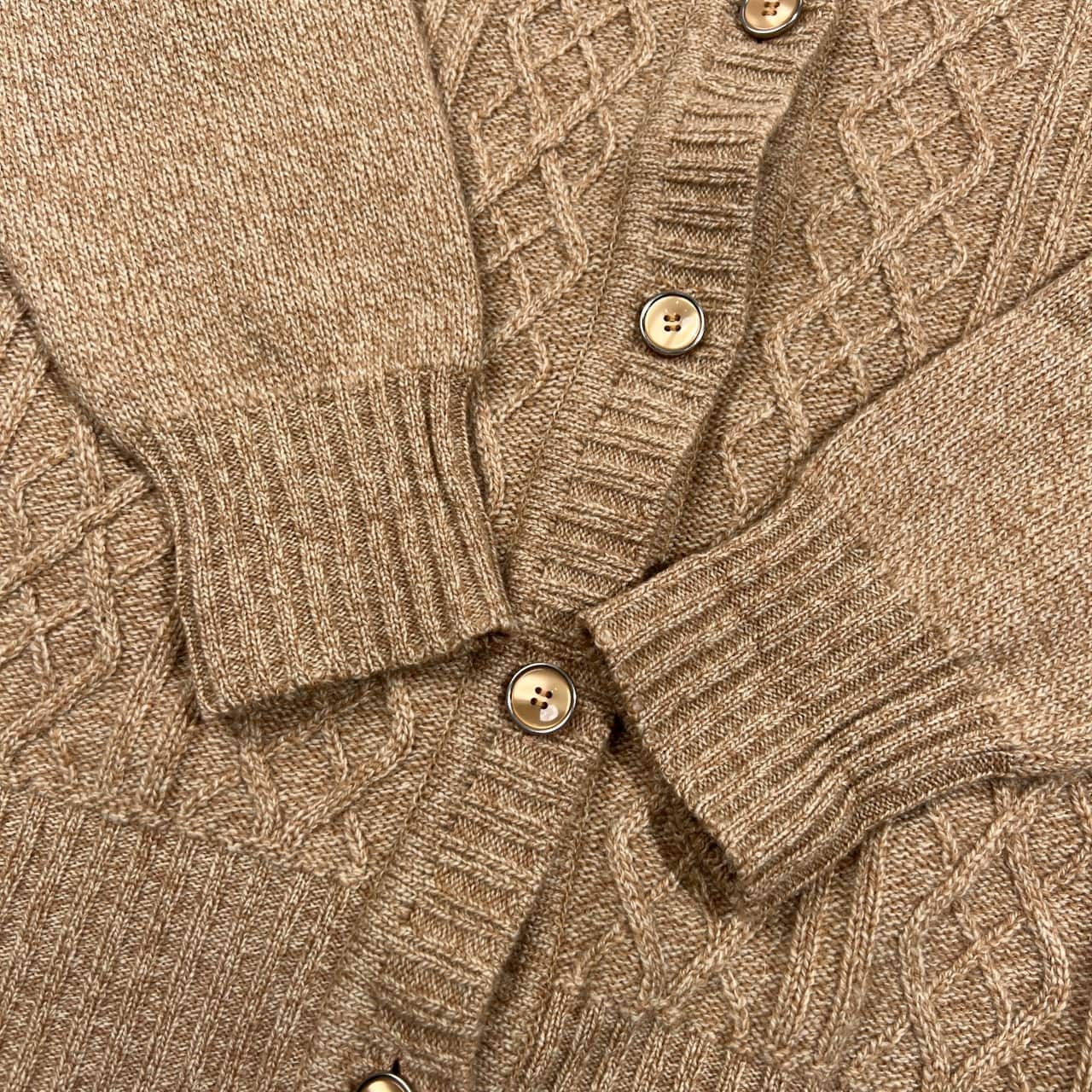 カシミヤ100% picol ross ケーブル編み ニット カーディガン M/ベージュ レディース