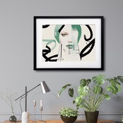 Dazzling｜女性肖像をくすみカラーで描くアブストラクトアートポスター｜モダン・北欧・ホテルライクに映える上品な壁掛けインテリアA4ポスター
