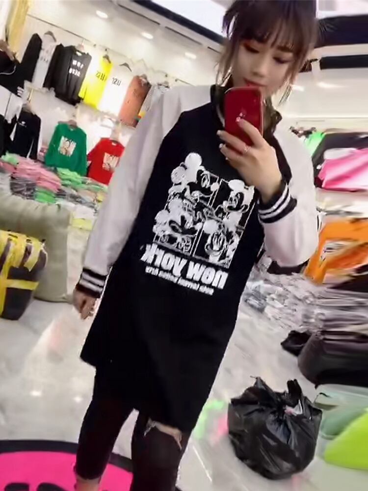 スプリングドレス シャツ ルーズTシャツ トップス 大きめサイズ 春物 ミックスインファッション85519806068