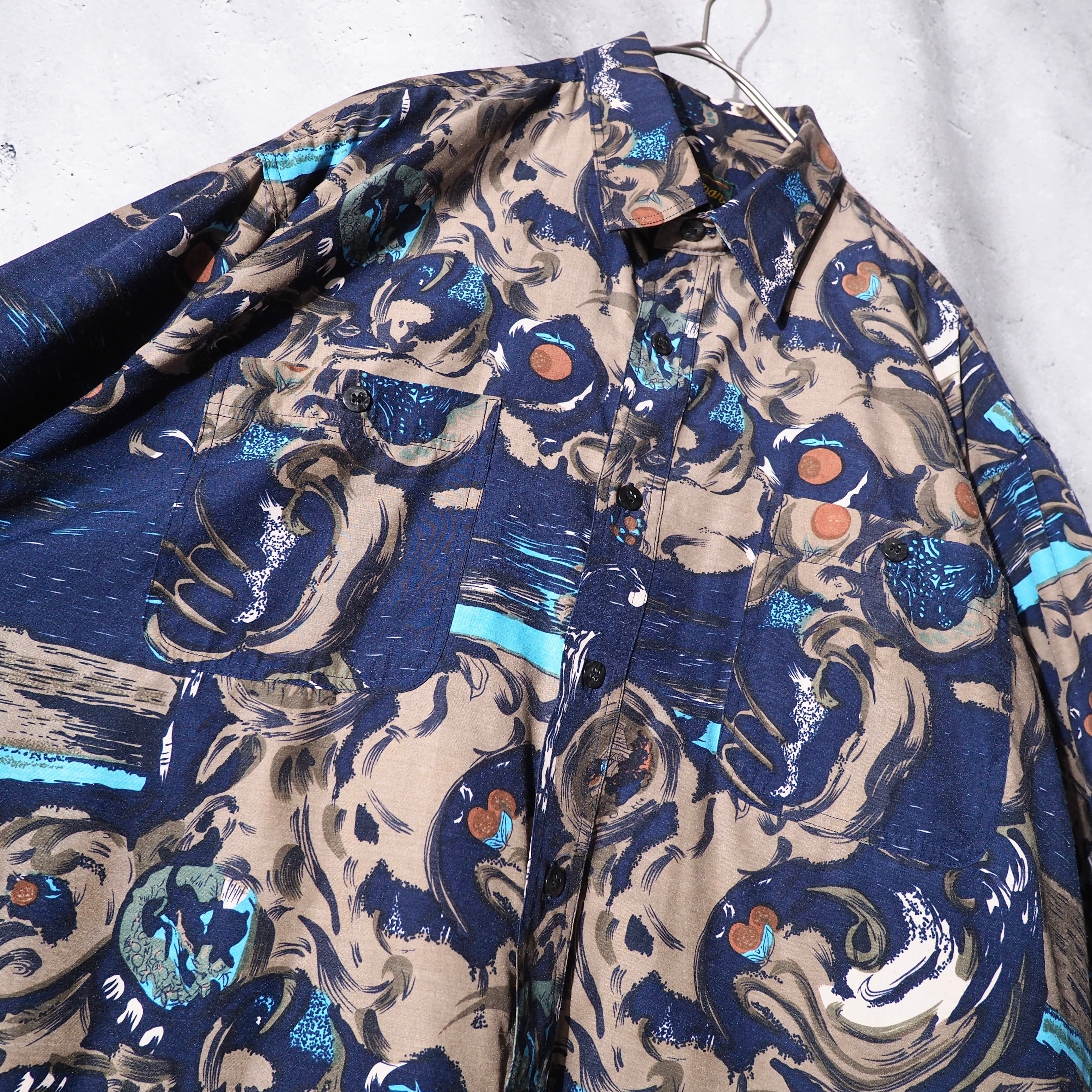 1980s Beautiful Modern Art All over Vintage loose shirt