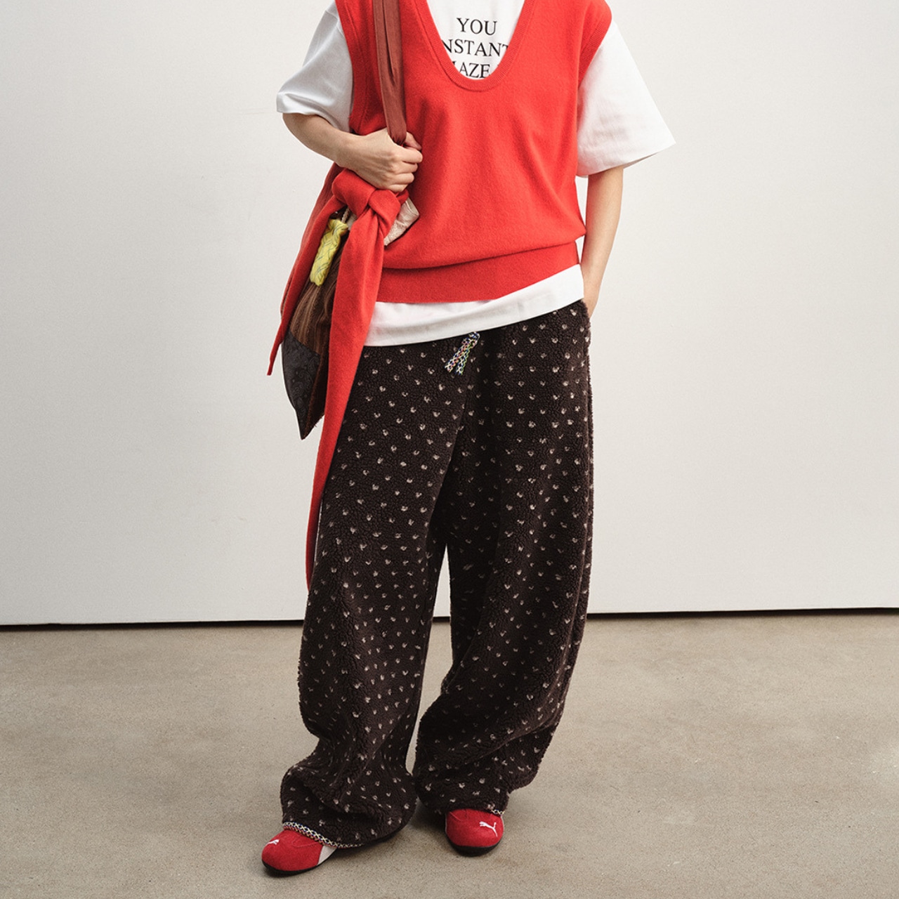 Dot Knit Fleece Pants T3942