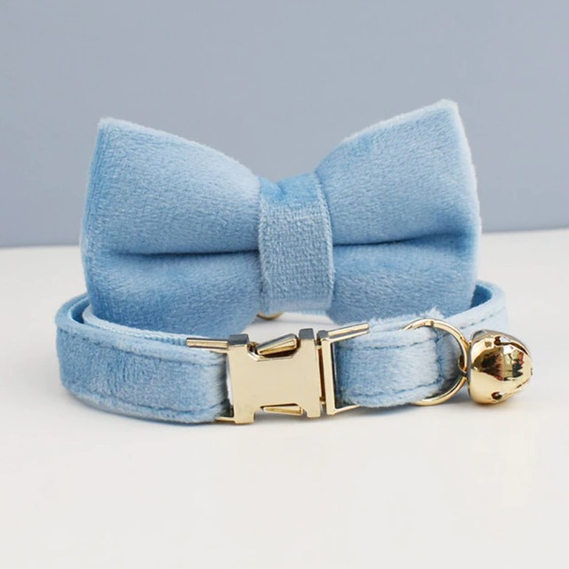 おなまえ猫首輪【スカイブルー×ベルベット】