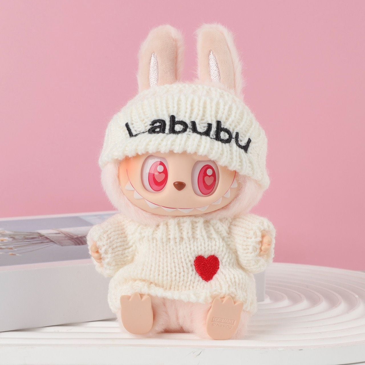 LABUBU 着せ替え 17cm ラブブ服 ブラック 黒 ホワイト 白 ロゴ刺繡入り