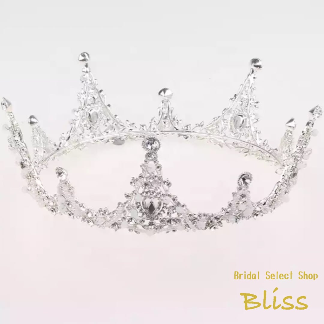 豪華なクラウン型アクセサリー H-134 ウェディング アクセサリー【クリスタル プリンセス クラウン