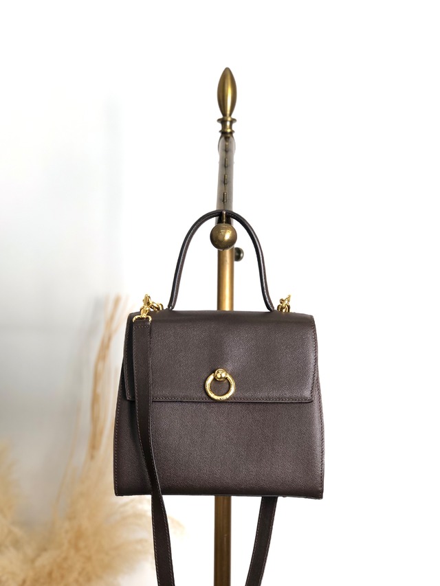 CELINE セリーヌ 馬車 ホースキャリッジ レザー クロスボディ ショルダーバッグ ブラウン vintage ヴィンテージ オールド rpj55e