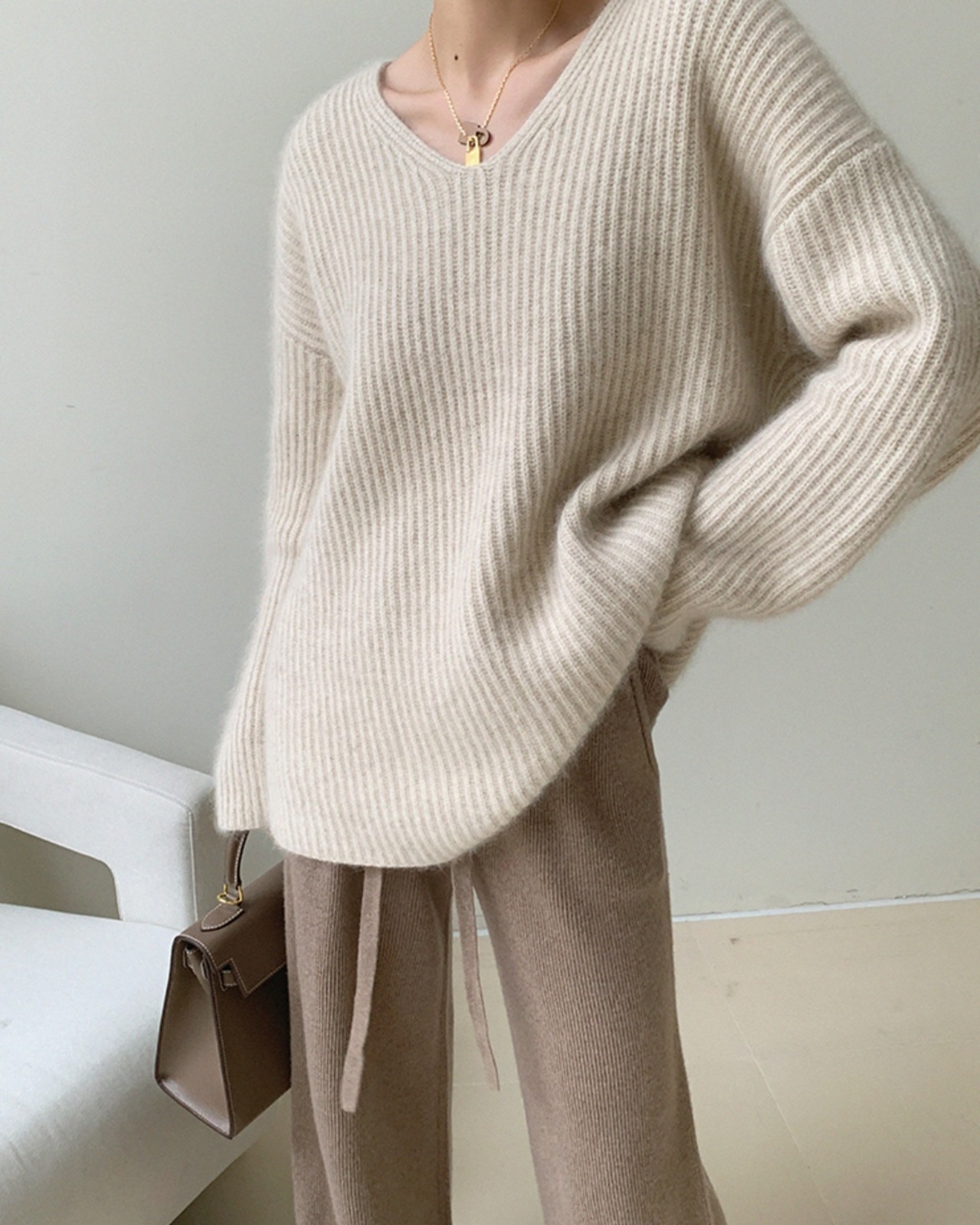 High waist wide leg long Pants T20045