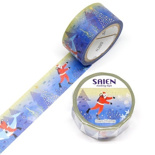 【廃番品】SAIEN 金箔 Oceans Christmas 20mmマステ SA07
