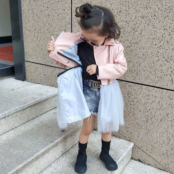 子供服 ジャケット ライダース オーガンジー スカート セパレート 2way 女の子 アウター キッズ 春物 秋物 子ども服 421012 | Humming・K 子供服 ジャケット ライダース オーガンジー スカート セパレート 2way 女の子 アウター キッズ 春物 秋物 子ども服 421012 | Humming・K