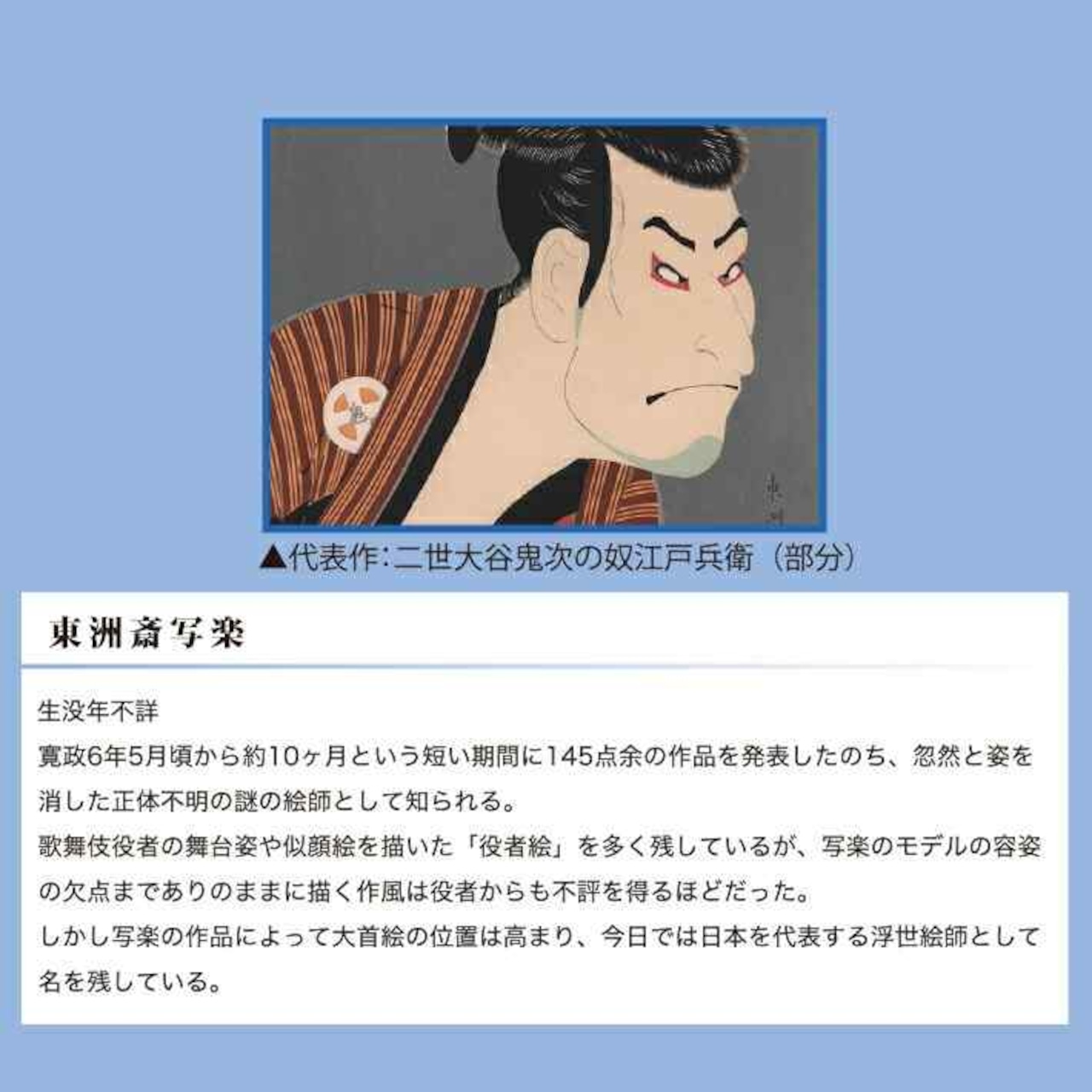 【受注生産】 のれん 東洲斎写楽　嵐竜蔵の奴なみ平幅85ｘ丈120cm