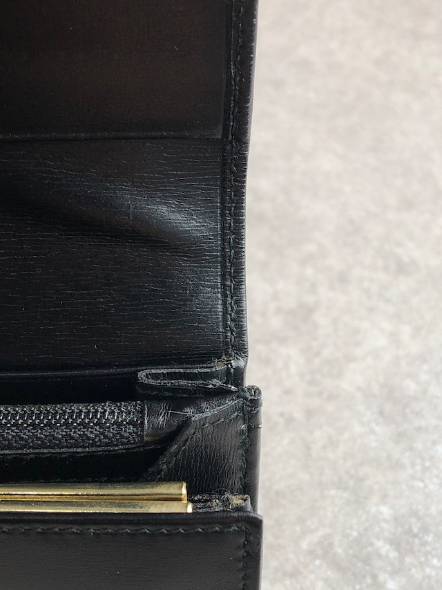 CELINE セリーヌ 財布 ブラック ロゴプレート レザー 長財布 vintage ヴィンテージ オールド auabvs