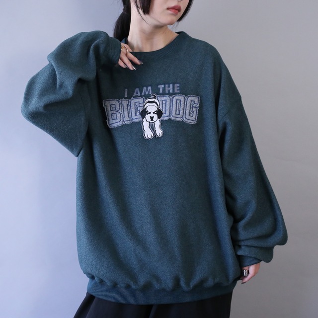 "BIG DOGS" front logo design over silhouette fleece sweatshirt