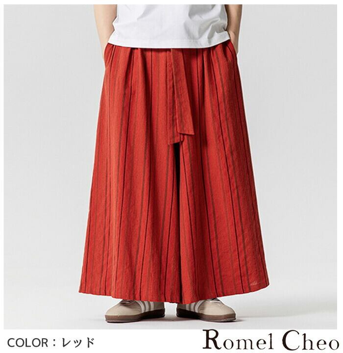 お支払い確認後20日以内発送】RomelCheo 和柄ストライプワイドパンツ