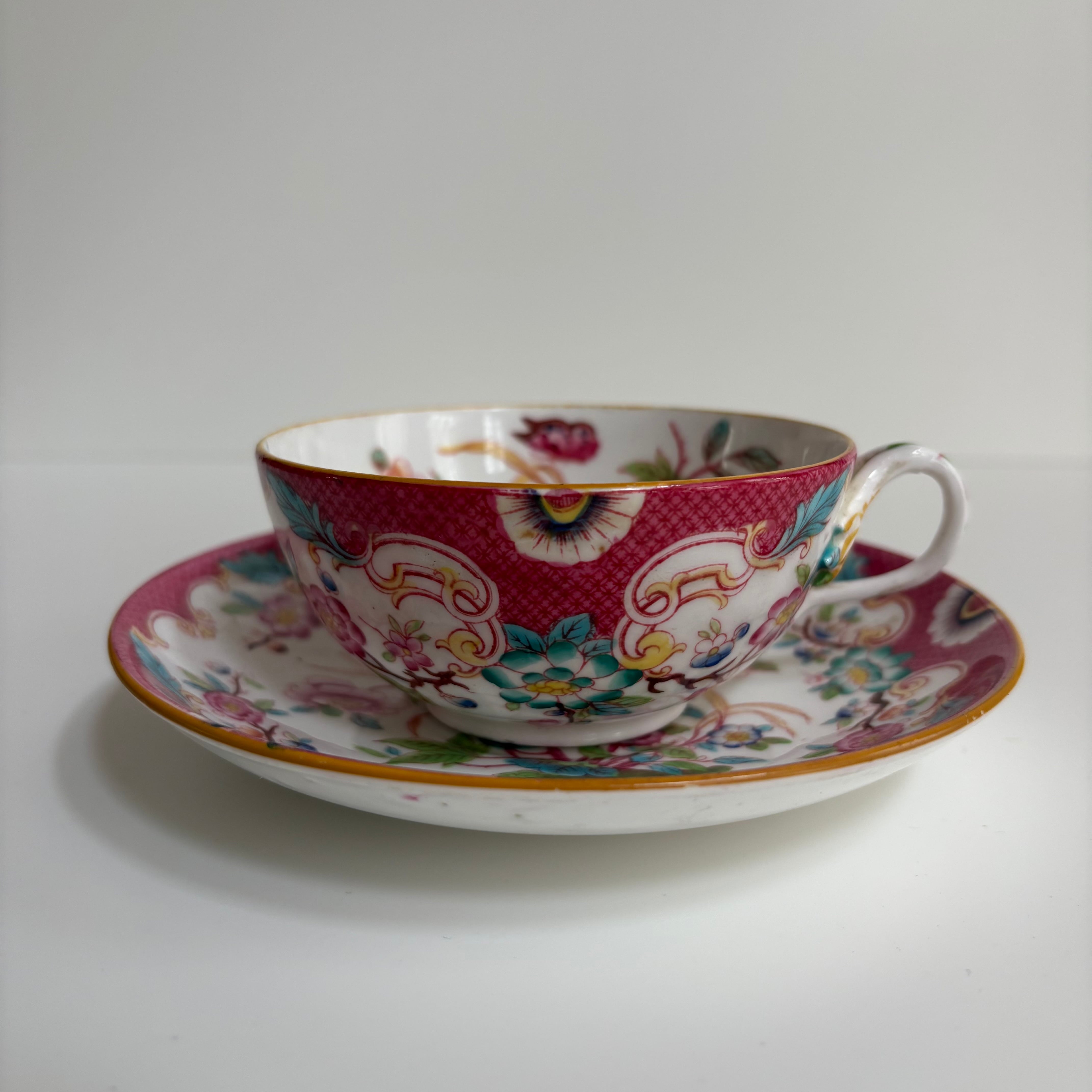 Fismes Vernon Pères, Fils et Co カップ＆ソーサー（華やかな花柄絵