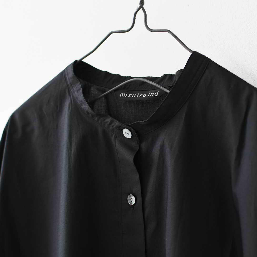 mizuiro ind [ミズイロ インド] half slv stand collar wide shirt [2