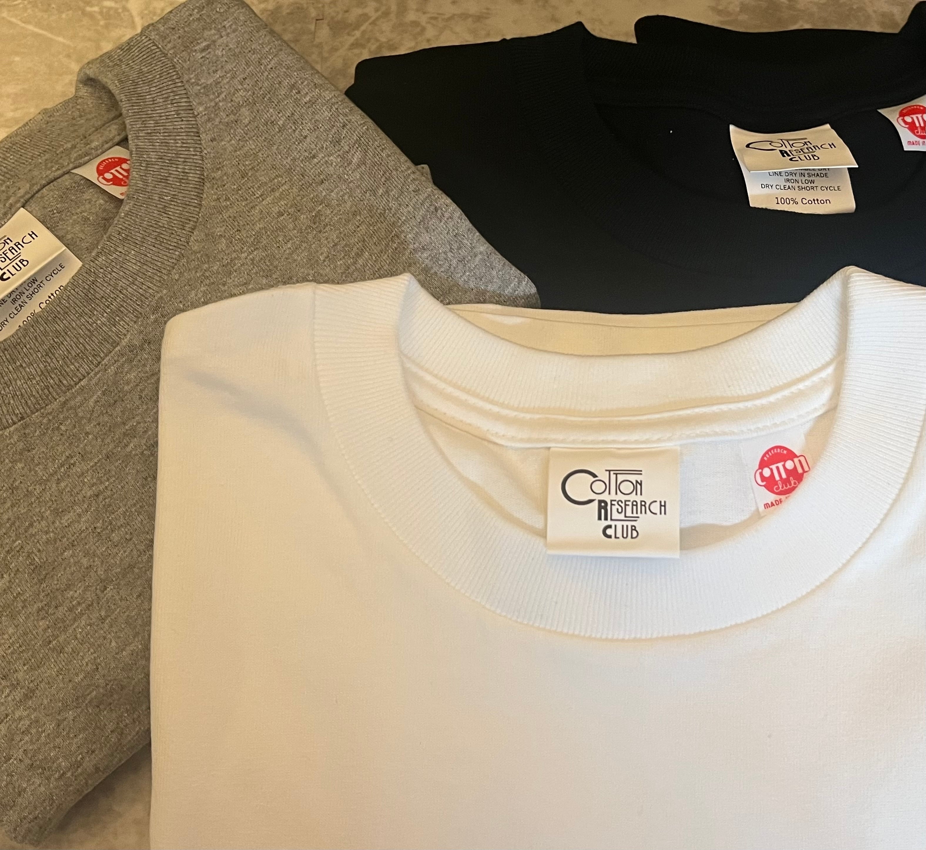 COTTON RESEARCH CLUB 日本製半袖Tシャツ {白ホワイト 無地} 6.6oz