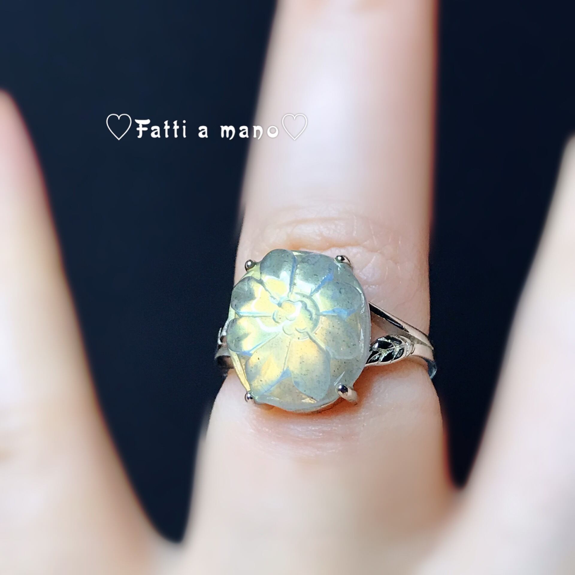 シラー 透明度 抜群 ラブラドライト リング フリーサイズ