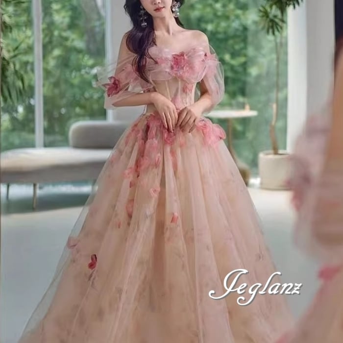 ウエディング カラードレス 立体フラワー 編み上げ ペチコート(MB162)π☆