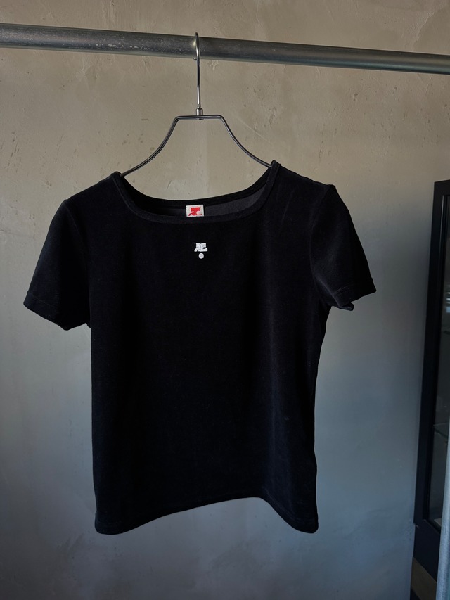 Courrèges logo velours black top