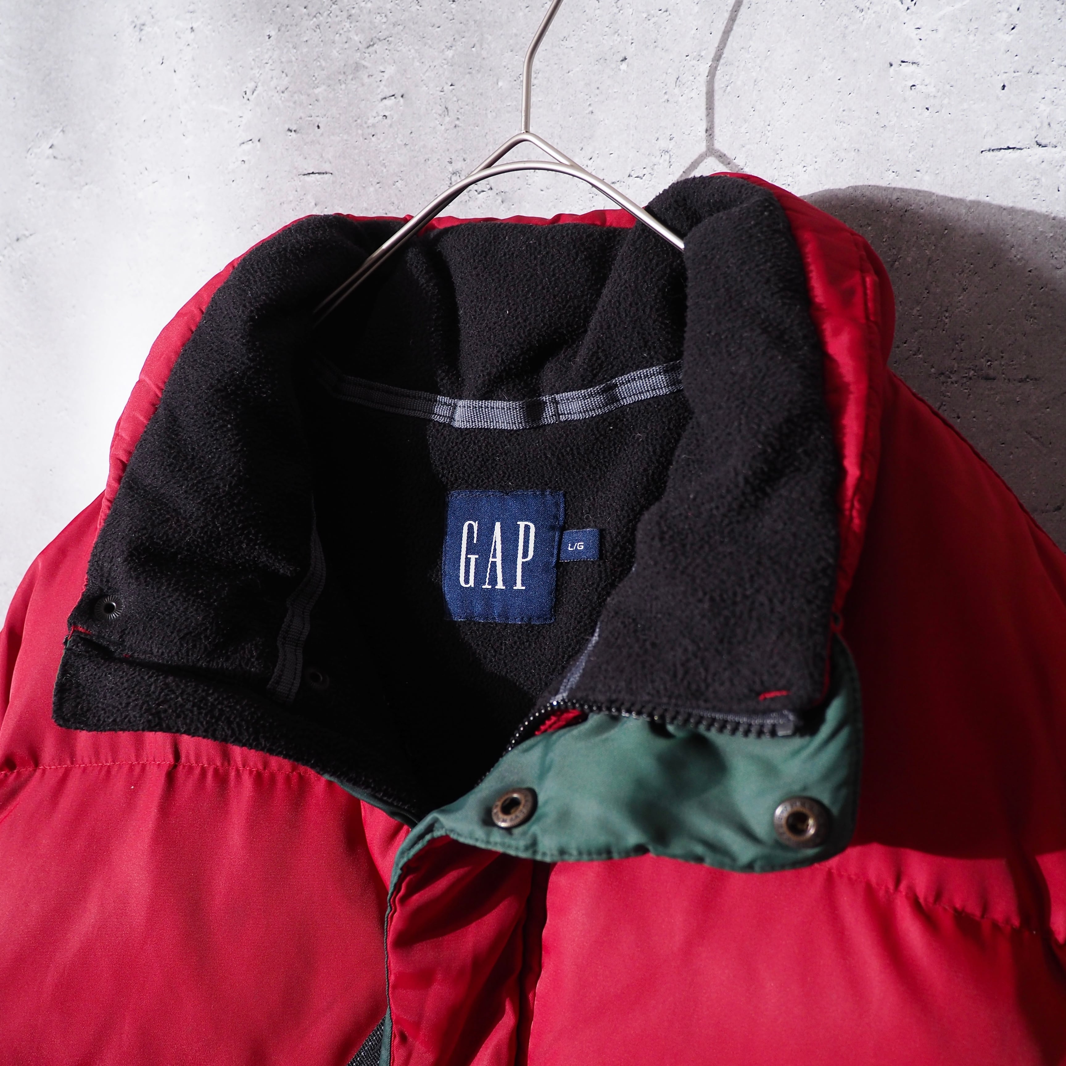 1990s ” Old GAP ” deep red color vintage loose silhouette full zip down jacket