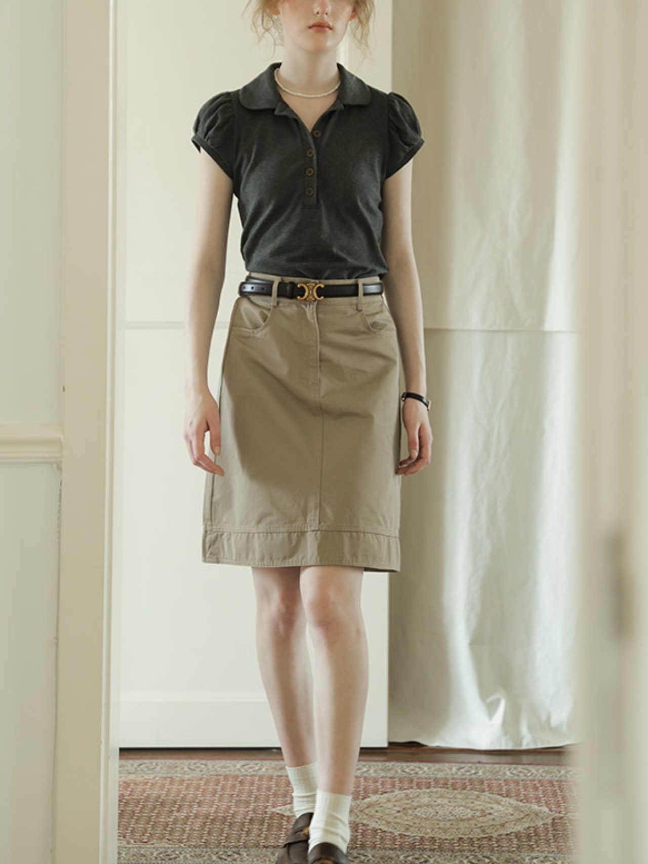 Colette Puff Sleeve Polo Top F0686