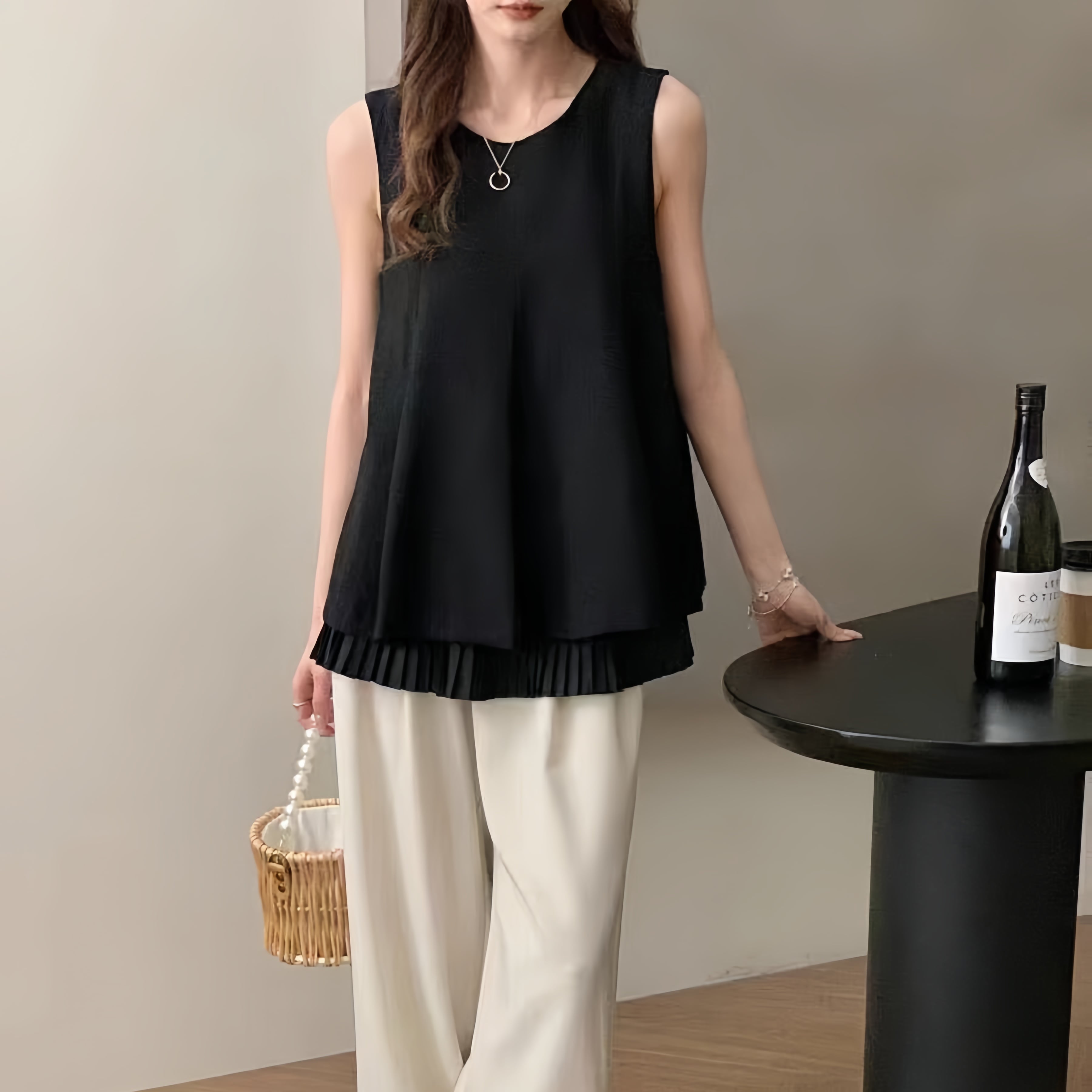 A-line tunic with lace hem TO0766