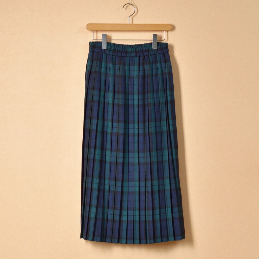 Sarahwear サラウエア ウーステッドタータンチェックプリーツスカート・ブラックウォッチ サラリとした肌触り。裏地付きです【送料無料】