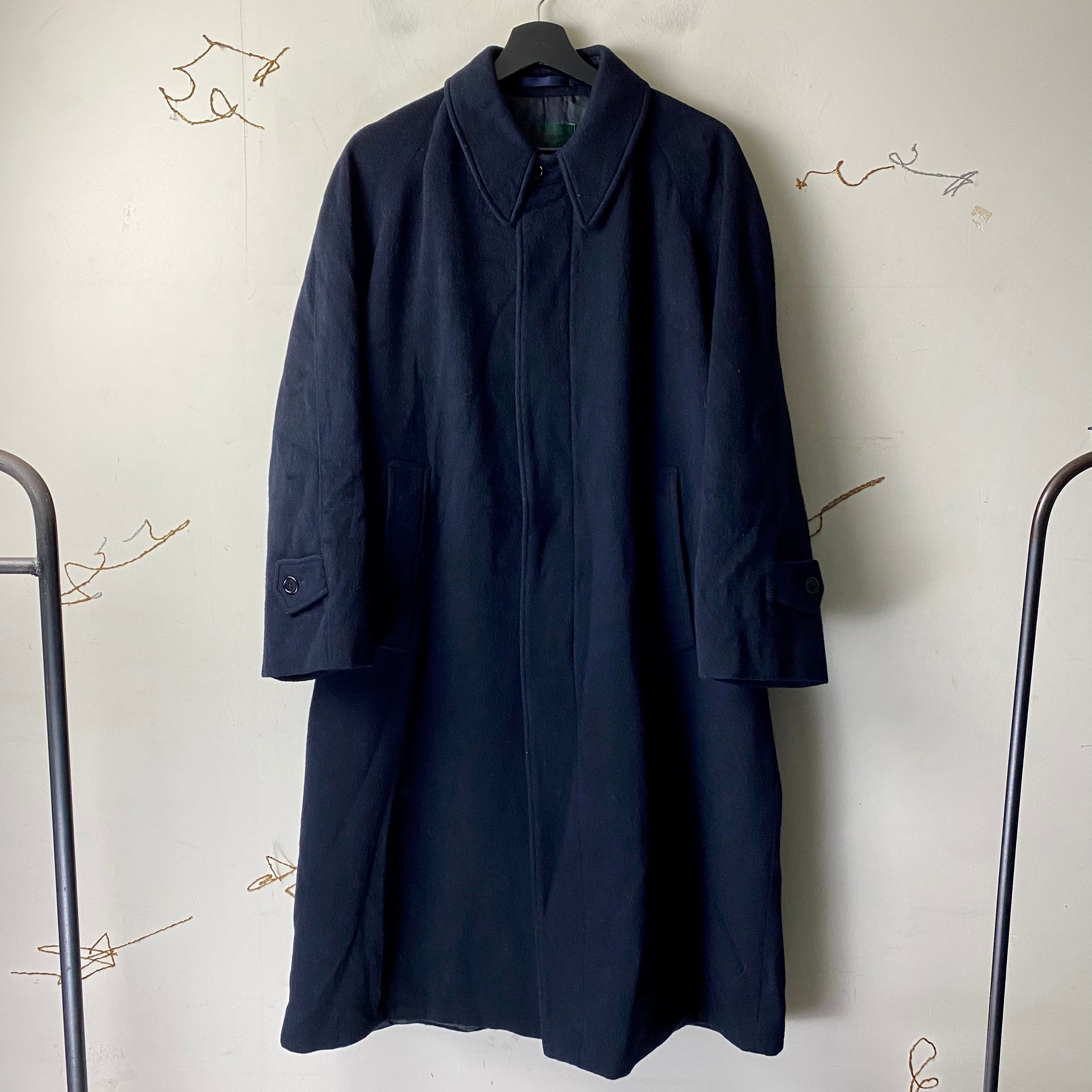 A.A.R YOHJI YAMAMOTO dark navy wool A-line balmacaan coat | NOIR