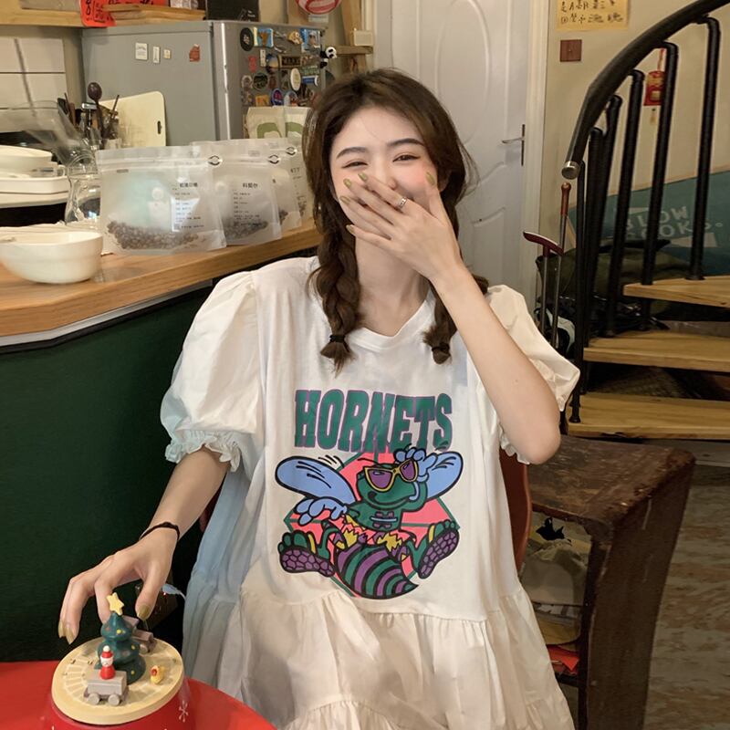 ホワイトスリーブドレス サマースカート 大人ガーリー スウィート キュート カジュアル 夏物 スーパーモール43500336376