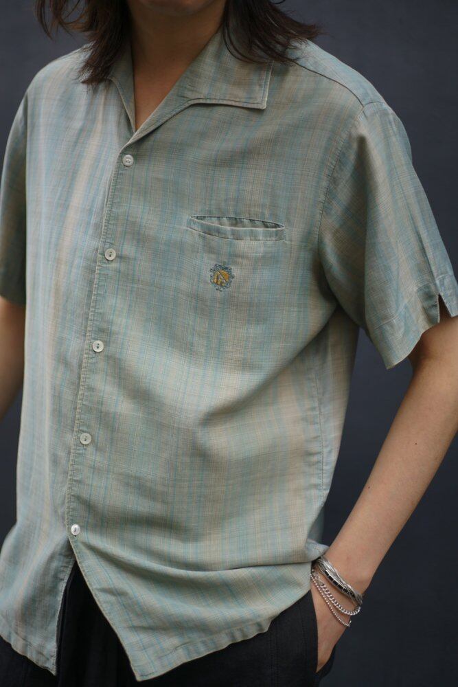 Vintage S/S Italian color cotton satin shirt [1960s-] Vintage