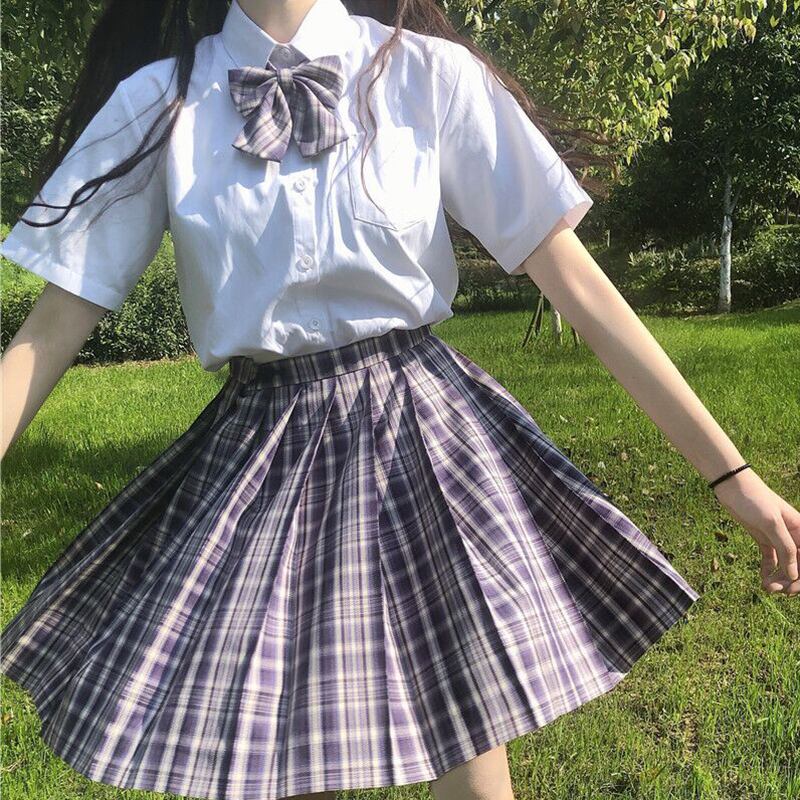 スプリングサマーリボンシャツ プリーツスカート 大人ガーリー スウィート キュート カジュアル 春物 夏物 萌量不足75252313222