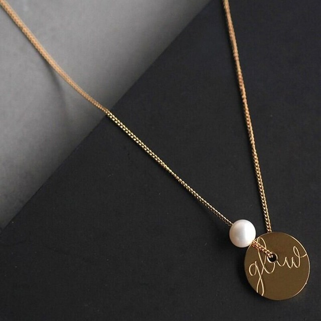 gold & pearl plate necklace　B-22060146