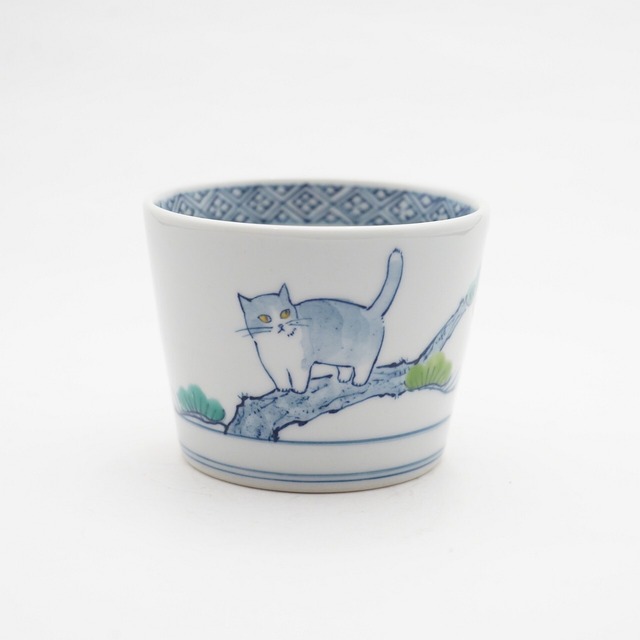 【二月窯】そば猪口　ねこ　Ⅾ