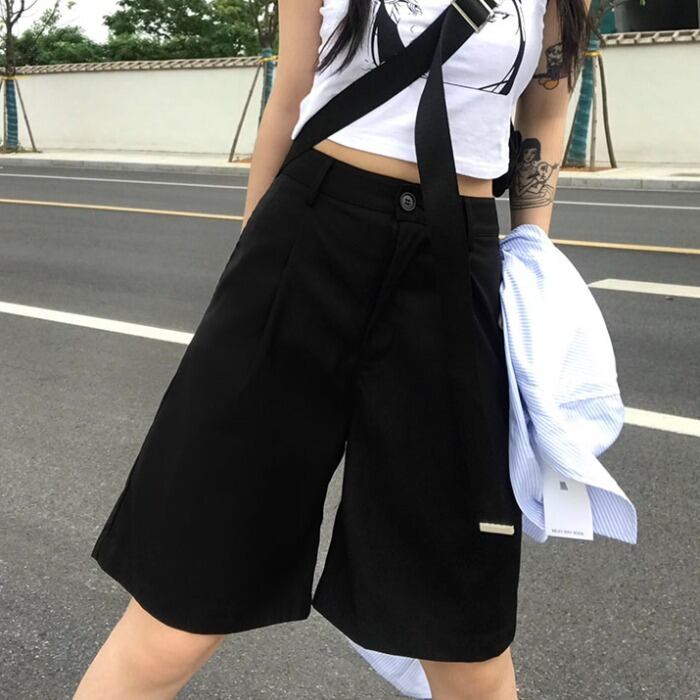 ルーズショーツ スタンダードカジュアルパンツ ブラック レトロ ブルマー ケッペル68184859525