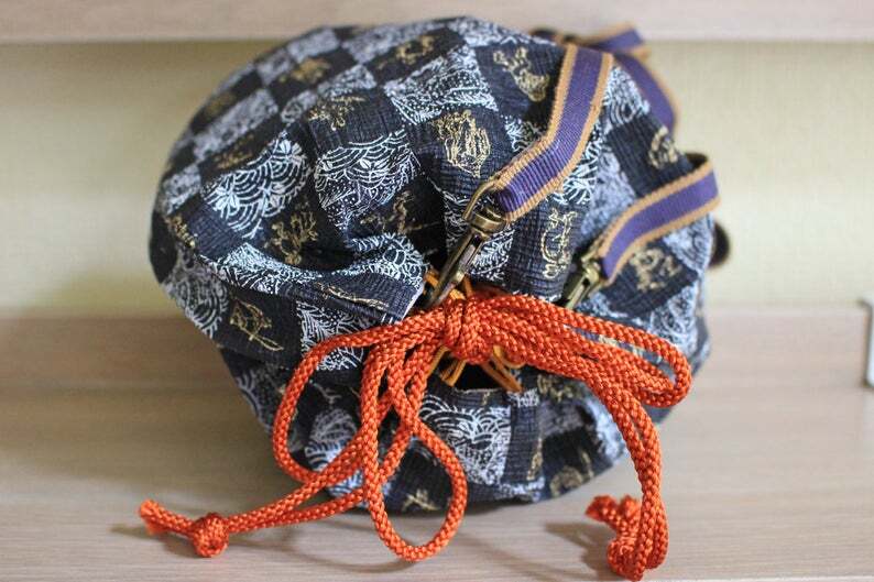 丸形和紙巾着袋＆ショルダーバッグ①＜Washi paper Round Drawstring Bag/Crossbody bag①＞