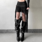 long sheer mesh layered skirt / l0675