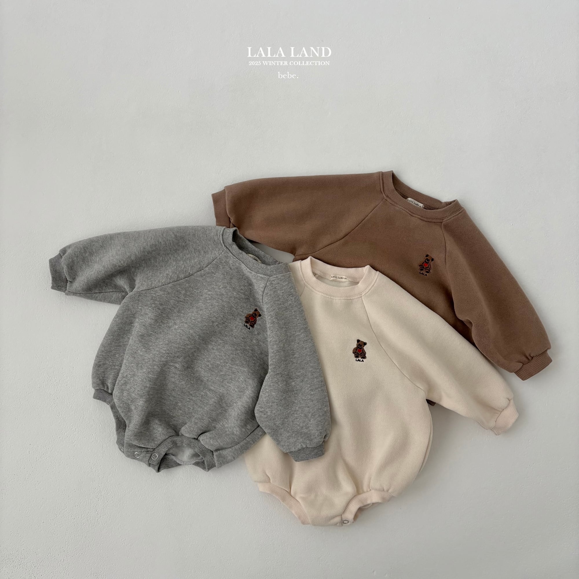 bebe teddy bear raglan suit【lalaland】※12月下旬発送予定