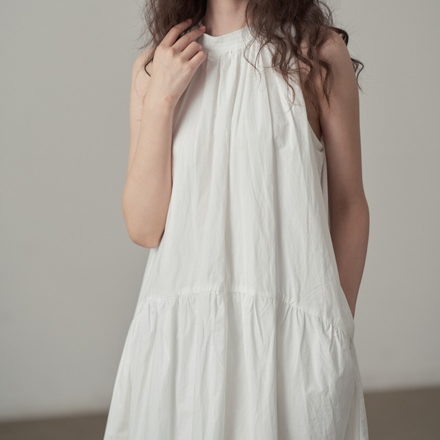 halter neck tiered long dress L0193