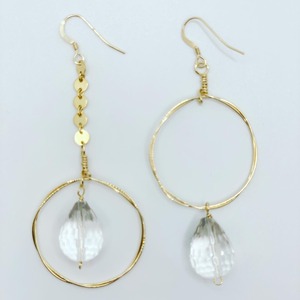 Crystal Quartz Hoop Earrings 14KGF