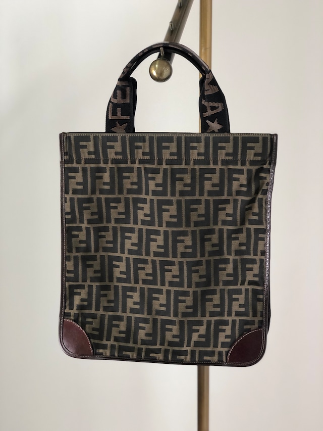 FENDI フェンディ ズッカ ジャガード ハンドバッグ ブラウン vintage ヴィンテージ オールド hdbcnj