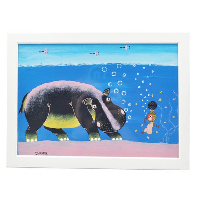 カバ　動物ペン画No.18 カバ 動物ペン画No.18 カバ 動物ペン画No.18 Khao Kheow Open Zoo