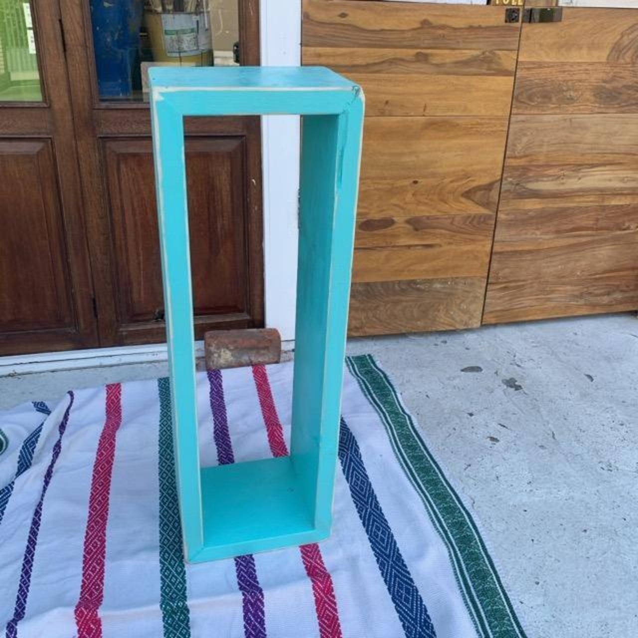 TOPANGA Furniture　カラフルウッドボックス　Lサイズ/ターコイズブルー