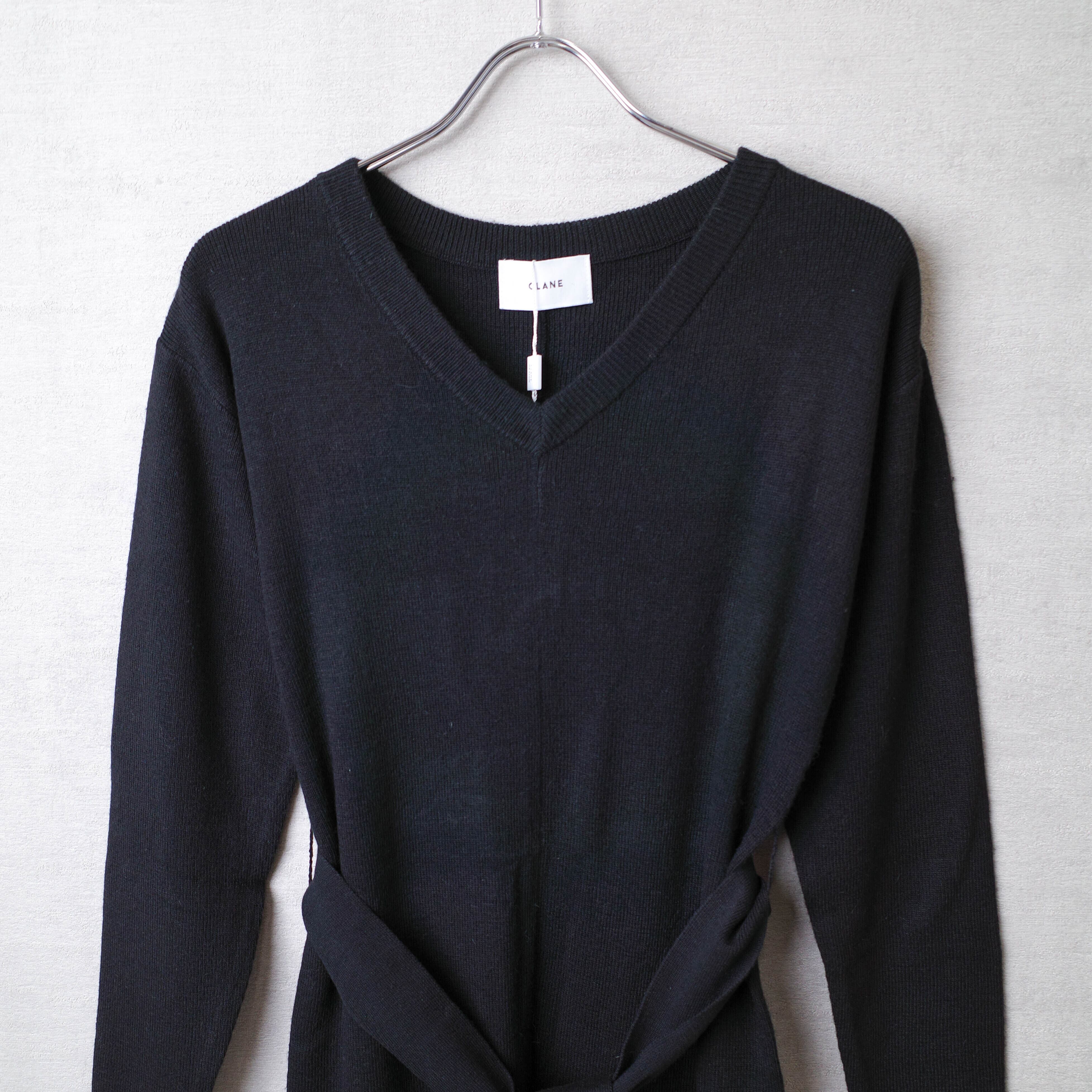 [NEW] CLANE	VNECK KNIT JUMP SUIT BLACK 15106-2321