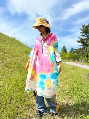 タイダイ Tie-dye ゆったりワンピース カラフル Hippies Dye最新作 HD25-94