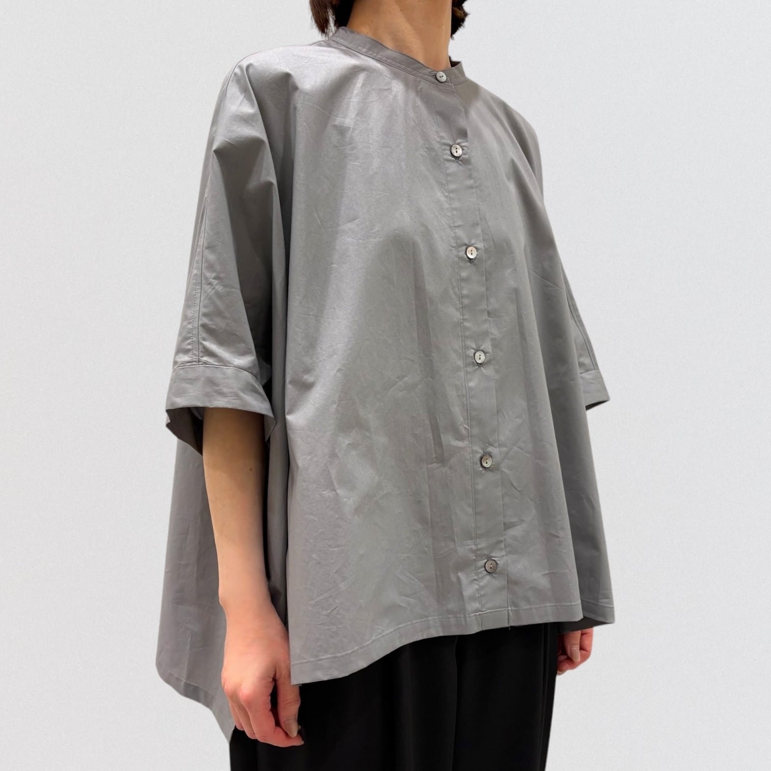 mizuiro ind half slv stand collar wide shirt | CoCo Cuore