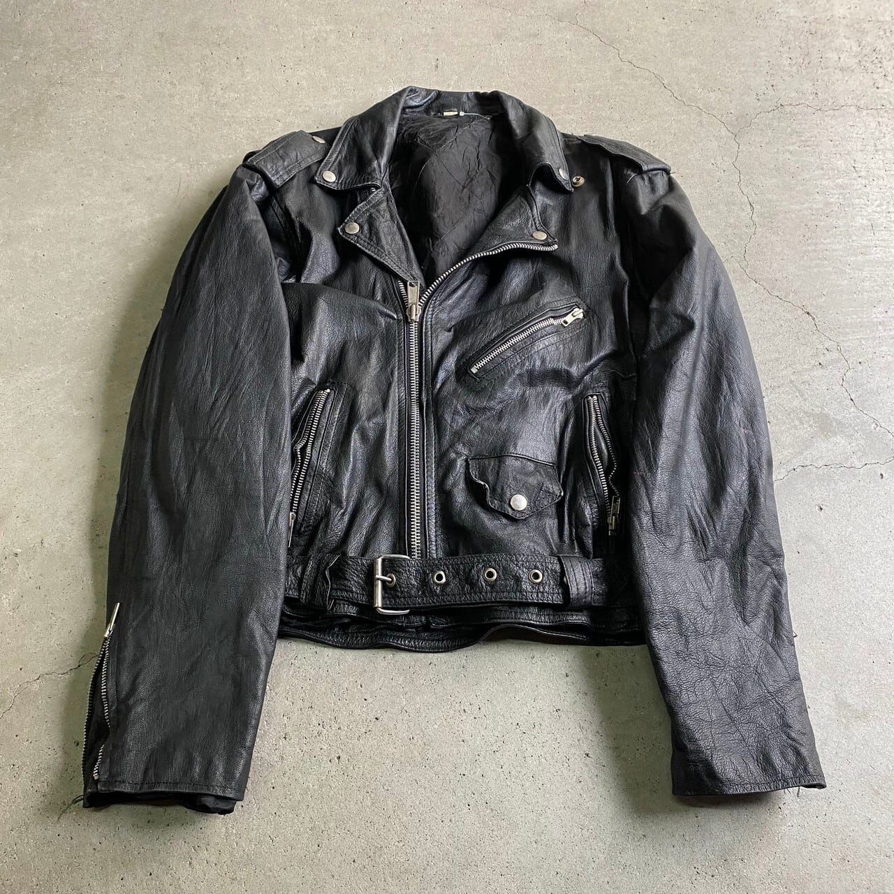 Vintage leather jacket black navy L