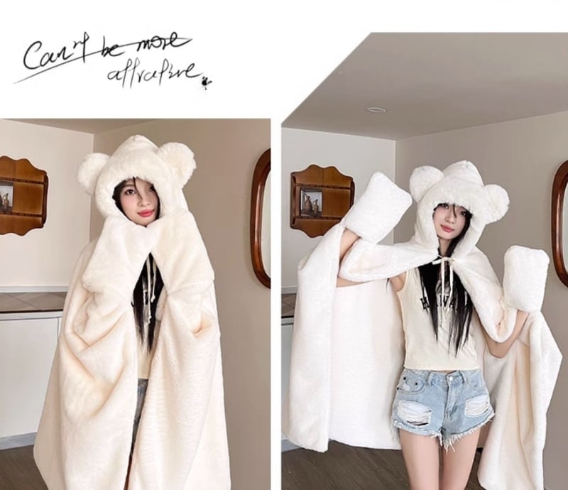 ルームウェア 着る毛布 フード ブランケット マント モコモコ ふわふわ