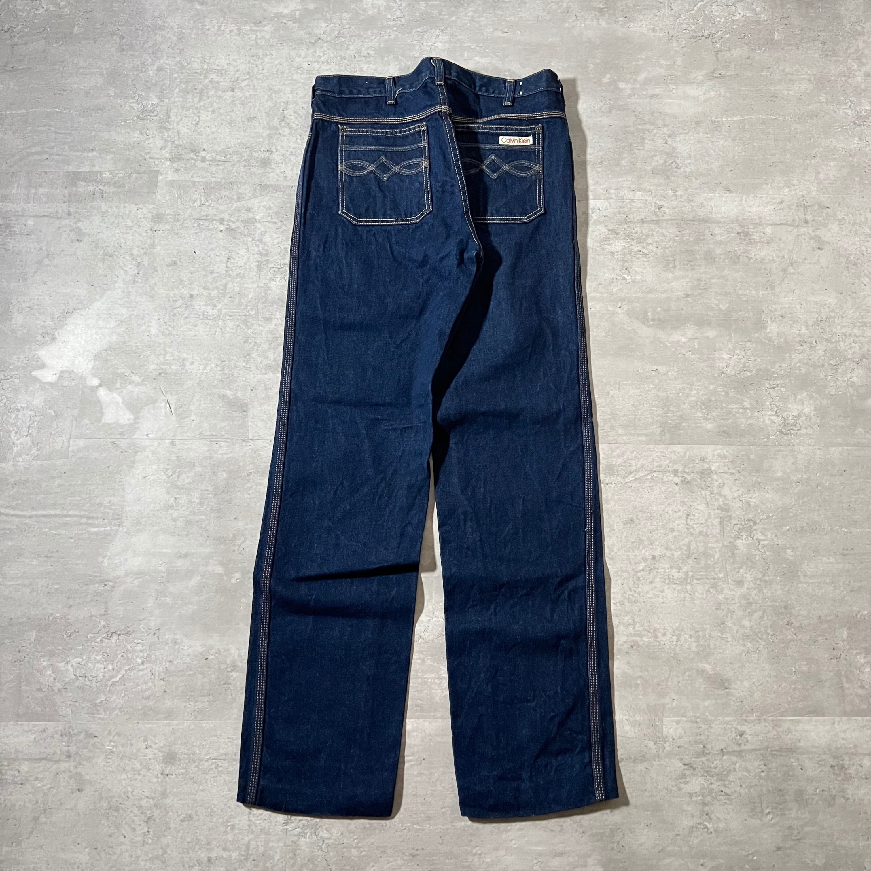 80s “Calvin Klein” crazy stitch denim pants 80年代 カルバン ...