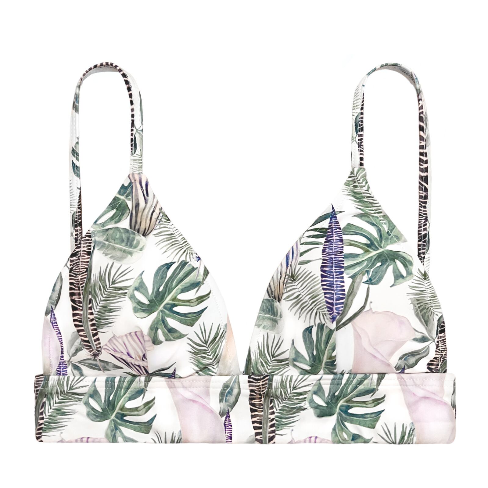 feather botanical triangle bikini tops
